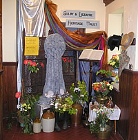 Flower exhibit in the porch of Sulby Methodist Church for the flower festival